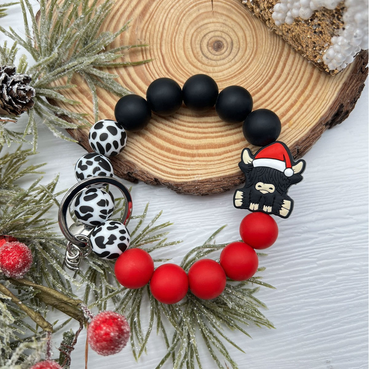 Wholesale Christmas Cute Silicone Beaded Keychain Bag Pendant Accessories Christmas Gift